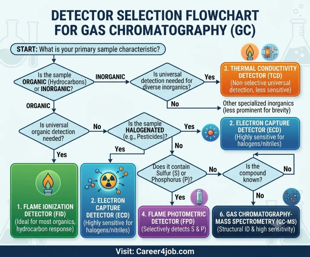 Flowchart for selecting the right gas chromatography detector