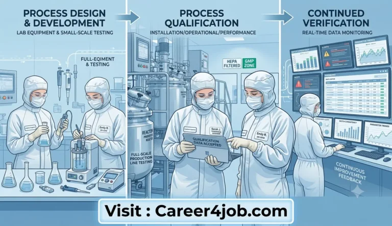 Three stages of pharmaceutical process validation lifecycle