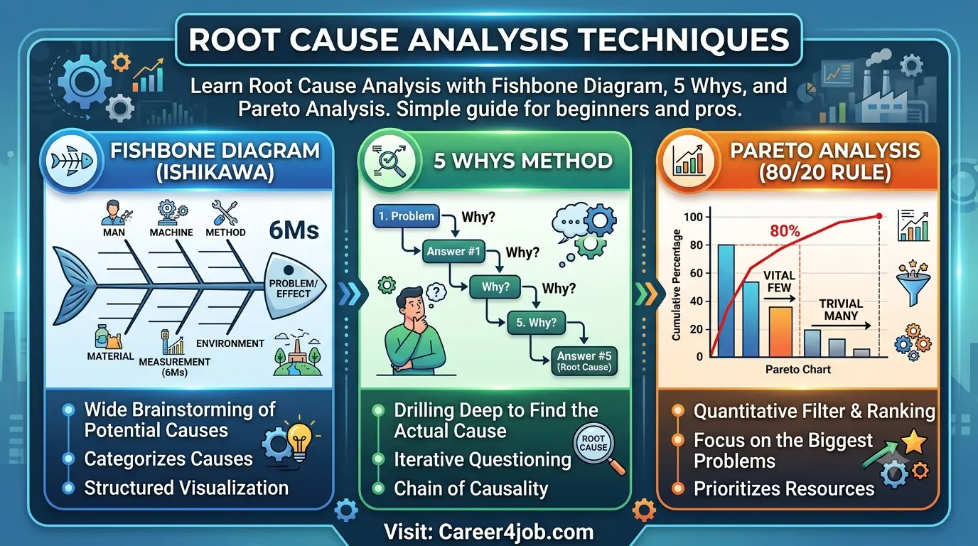 Root Cause Analysis Techniques: Fishbone, 5 Whys & Pareto