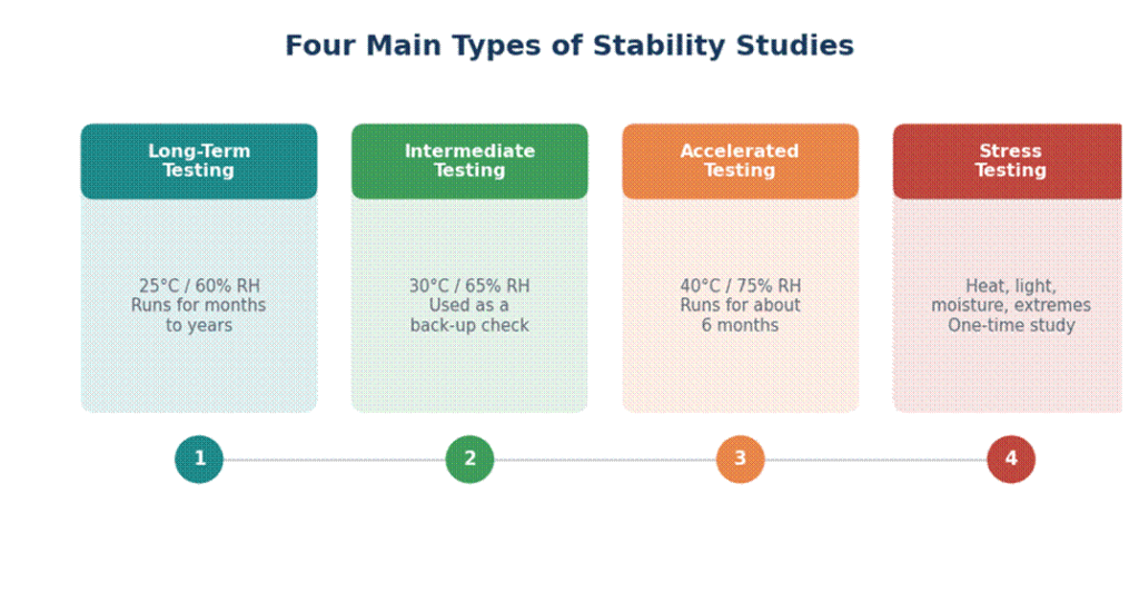 The four main types of pharmaceutical stability studies