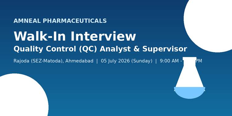 Amneal Pharmaceuticals is hiring for its Quality Control